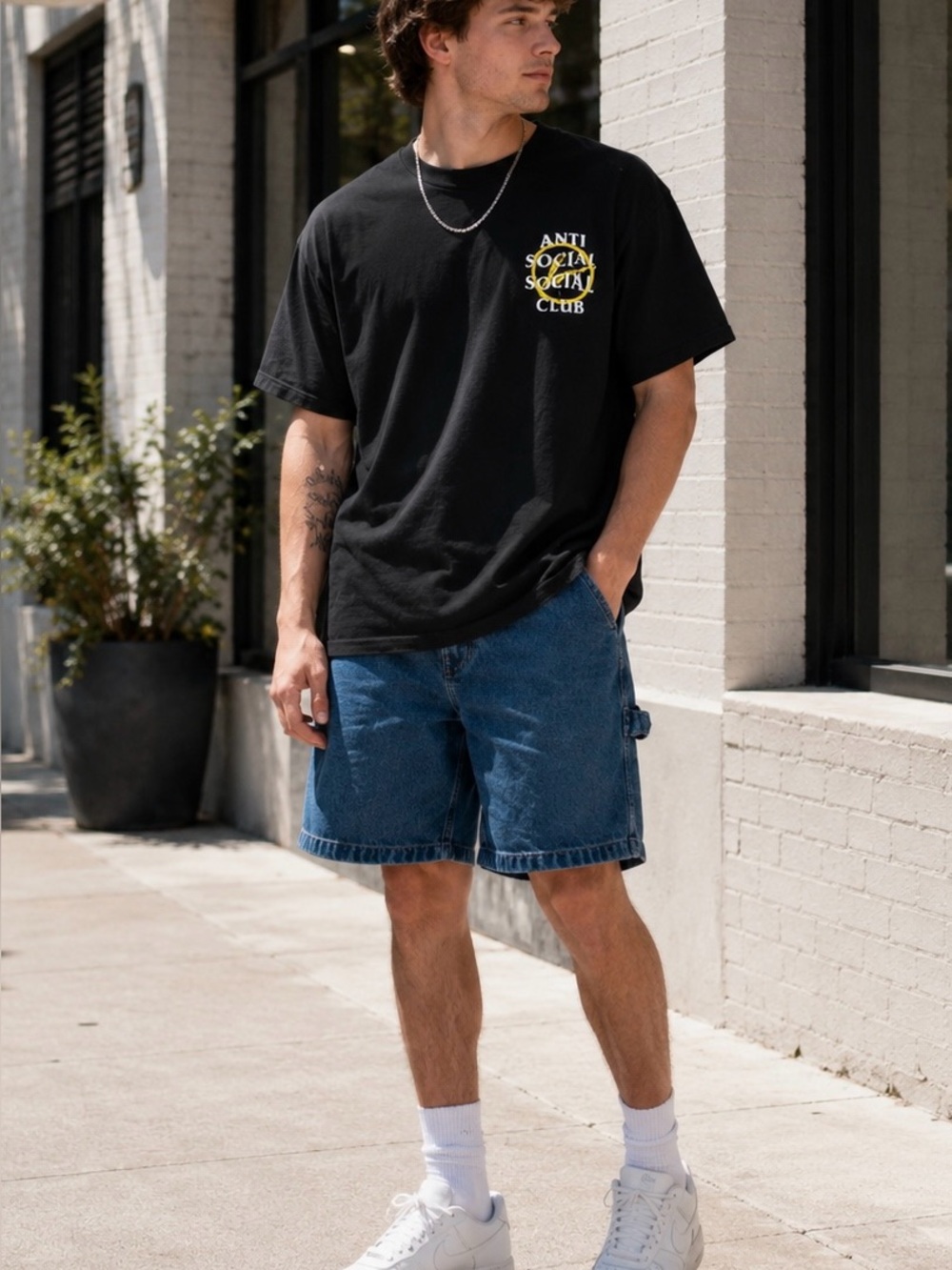 Anti-social-social-club Men's Black and Yellow T-shirt